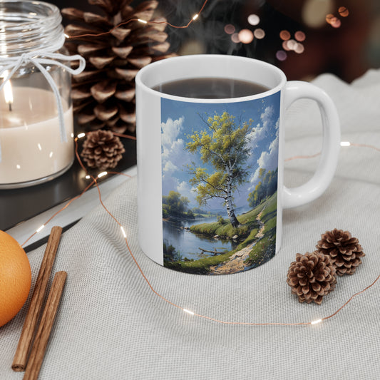 Nature-Inspired 11oz Mug - Serene Landscape Design for Outdoor Lovers