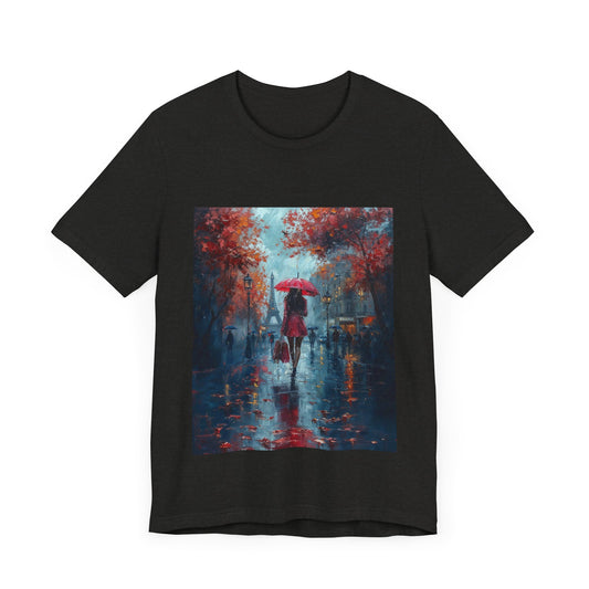 Emotional Autumn Rain Umbrella Tee - Unisex Short Sleeve Shirt