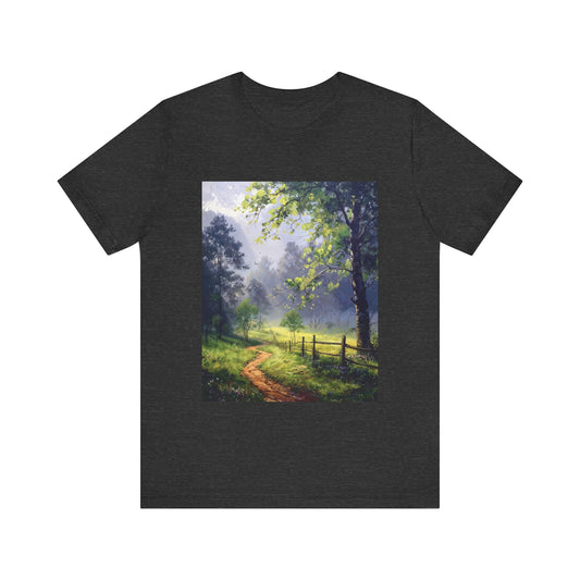 Serene Nature Graphic Unisex Tee - Short Sleeve Outdoor Wanderlust Shirt