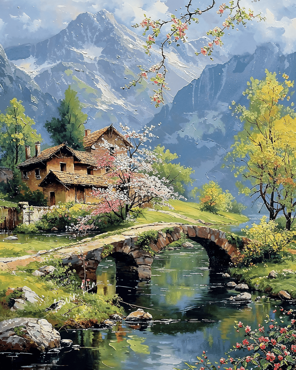 Bridge & Blossoms* - Art Academi - Digital Artwork