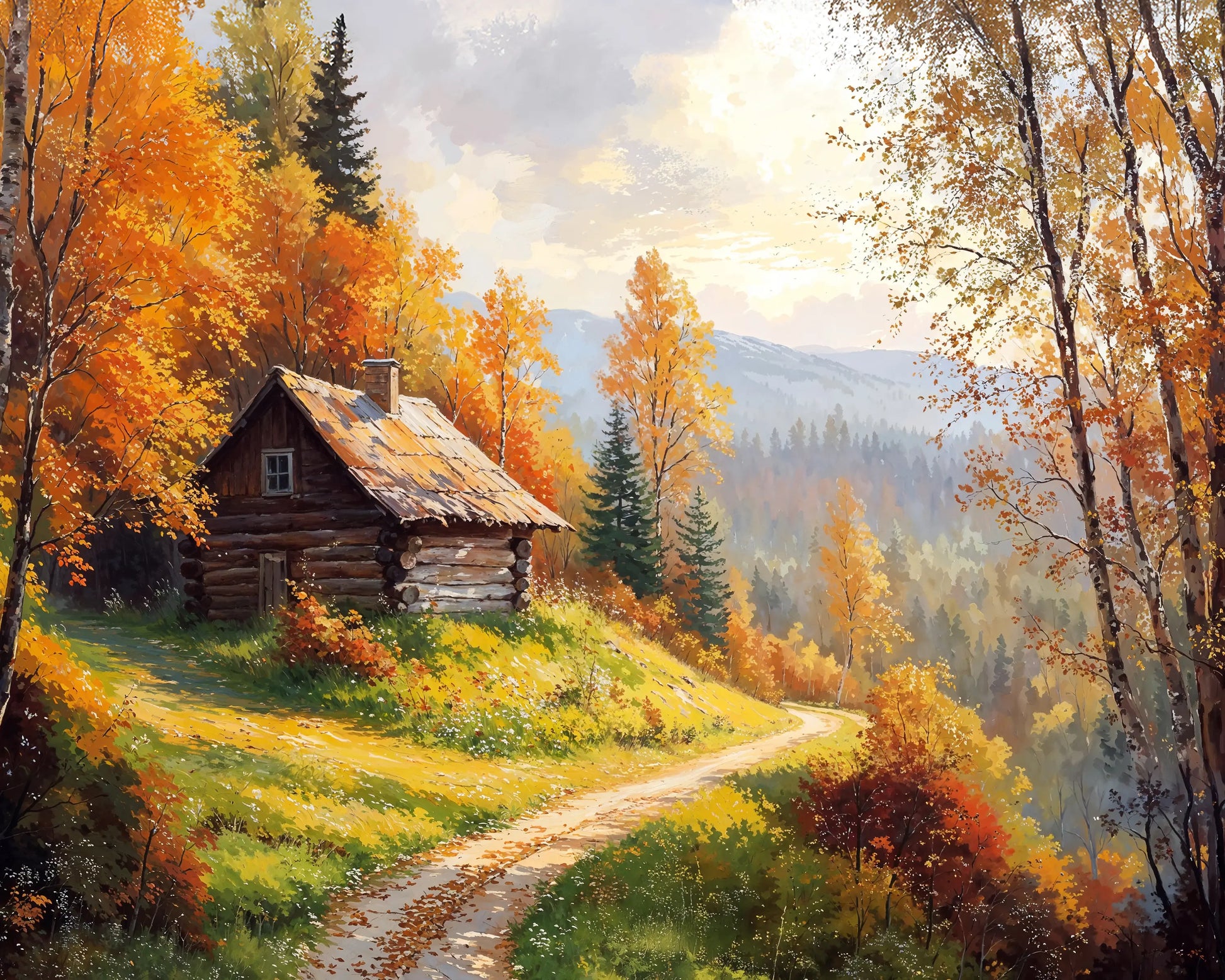 Cabin in Golden Hills - Art Academi - Canvas