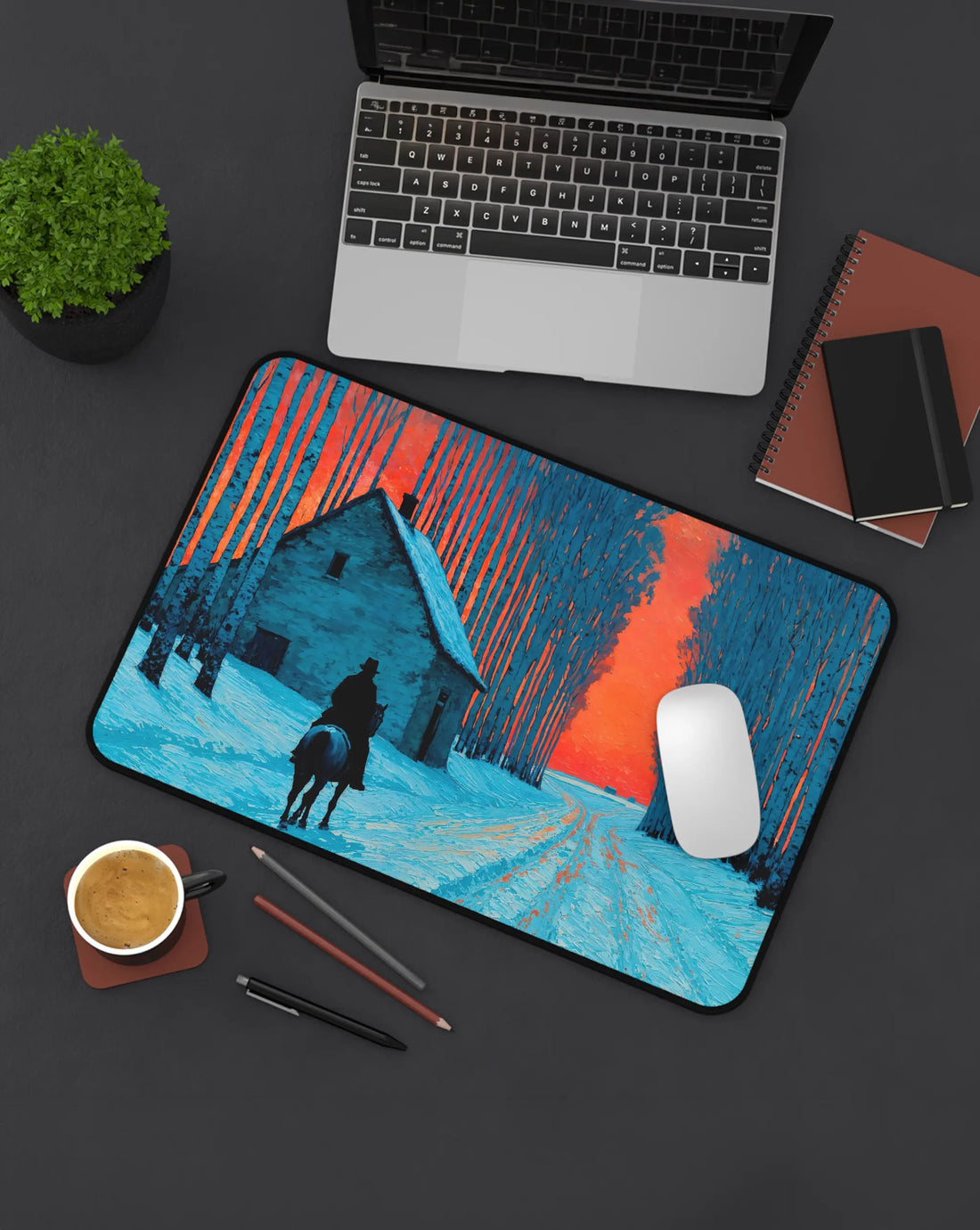 Crimson Moon — Art Desk Mat