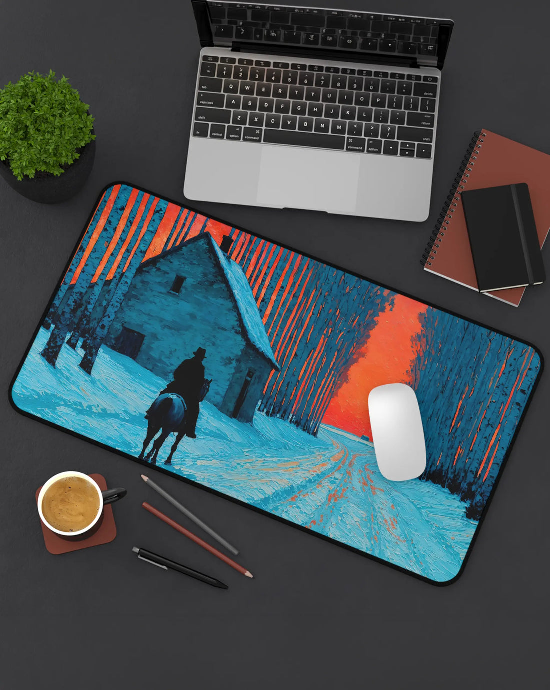 Crimson Moon — Art Desk Mat