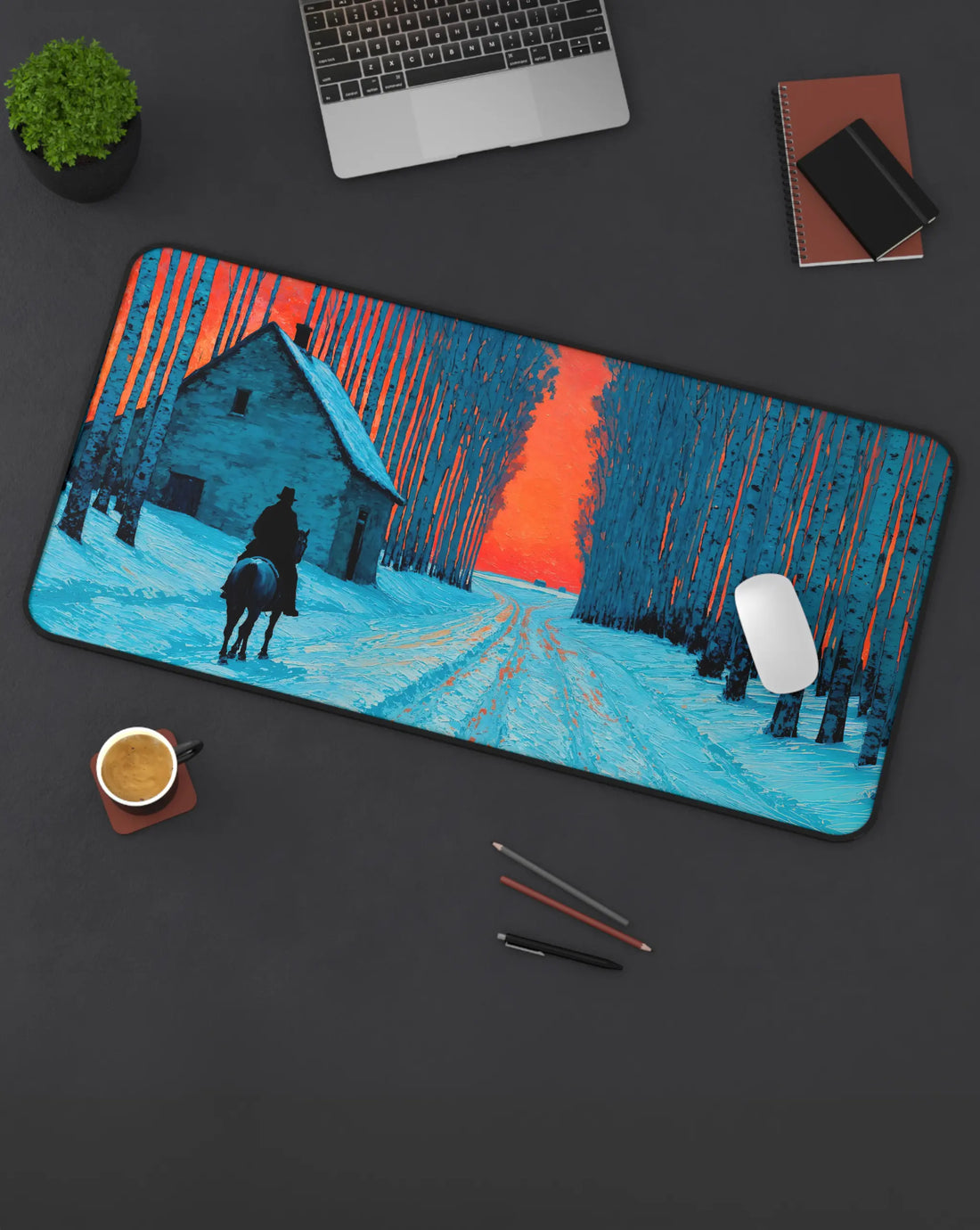 Crimson Moon — Art Desk Mat