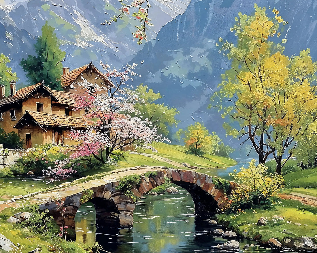 Bridge & Blossoms - Art Academi - Canvas