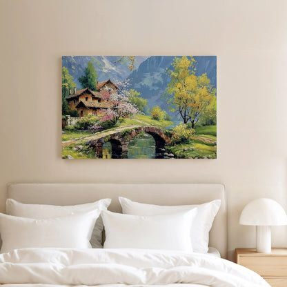 Bridge & Blossoms - Art Academi - Canvas
