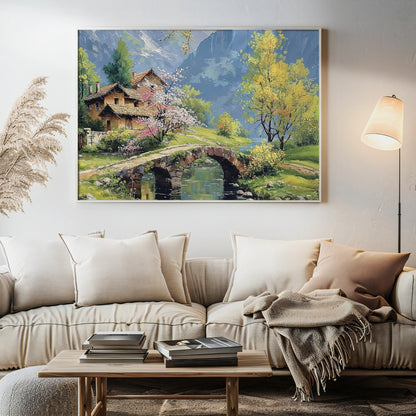 Bridge & Blossoms - Art Academi - Canvas