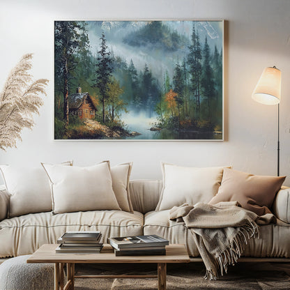 Cabin in the Mists - Art Academi - Canvas