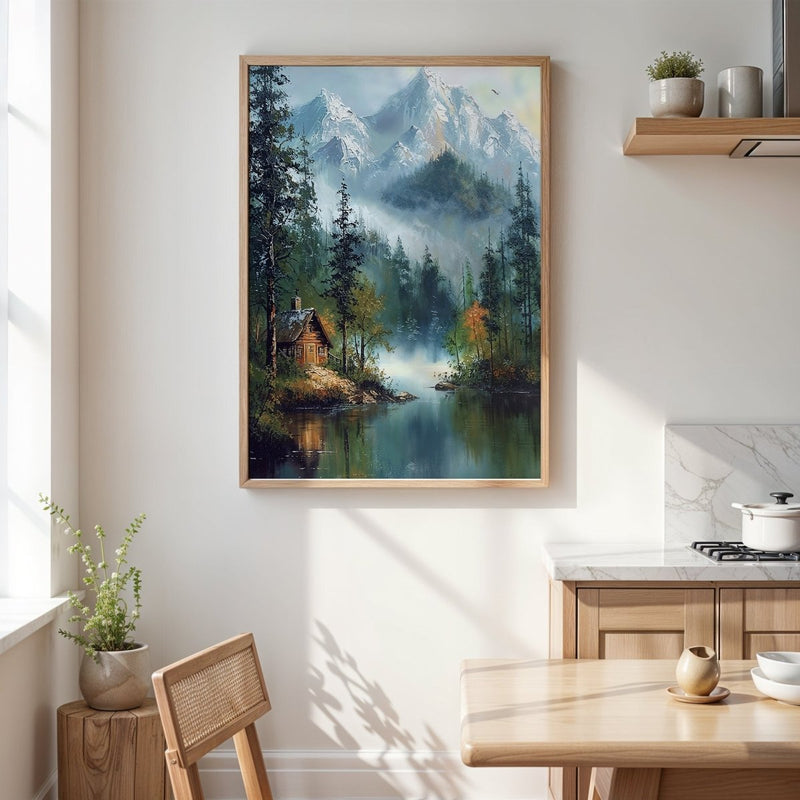Cabin in the Mists Fine Art Print Detail