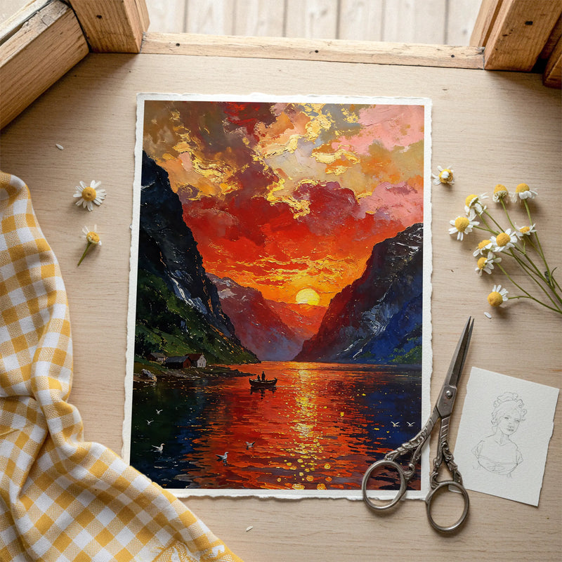 Red Fjord Fine Art Print Detail