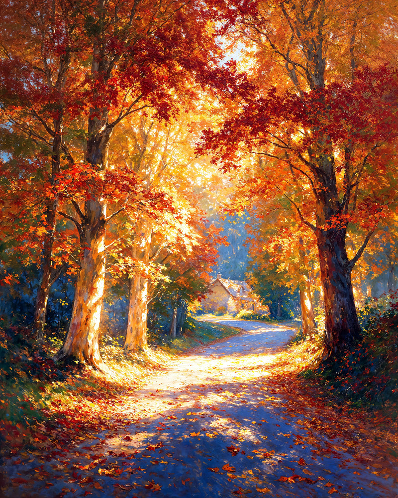Path of Crimson Leaves... Fine Art Print Detail