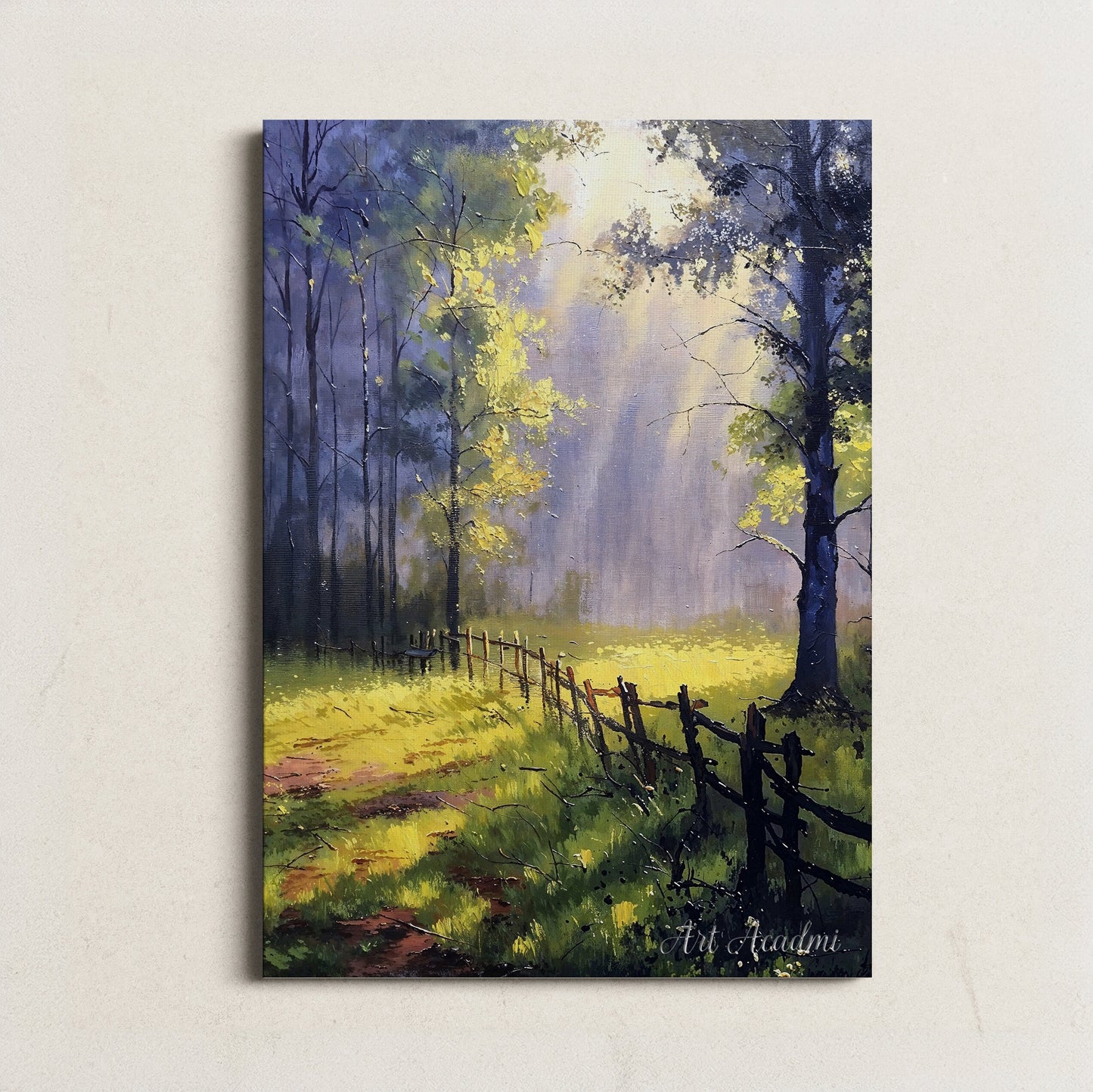 Misty Morning Glow - Enchanting Forest Path | Art Academi Digital Art Print | Instant Download