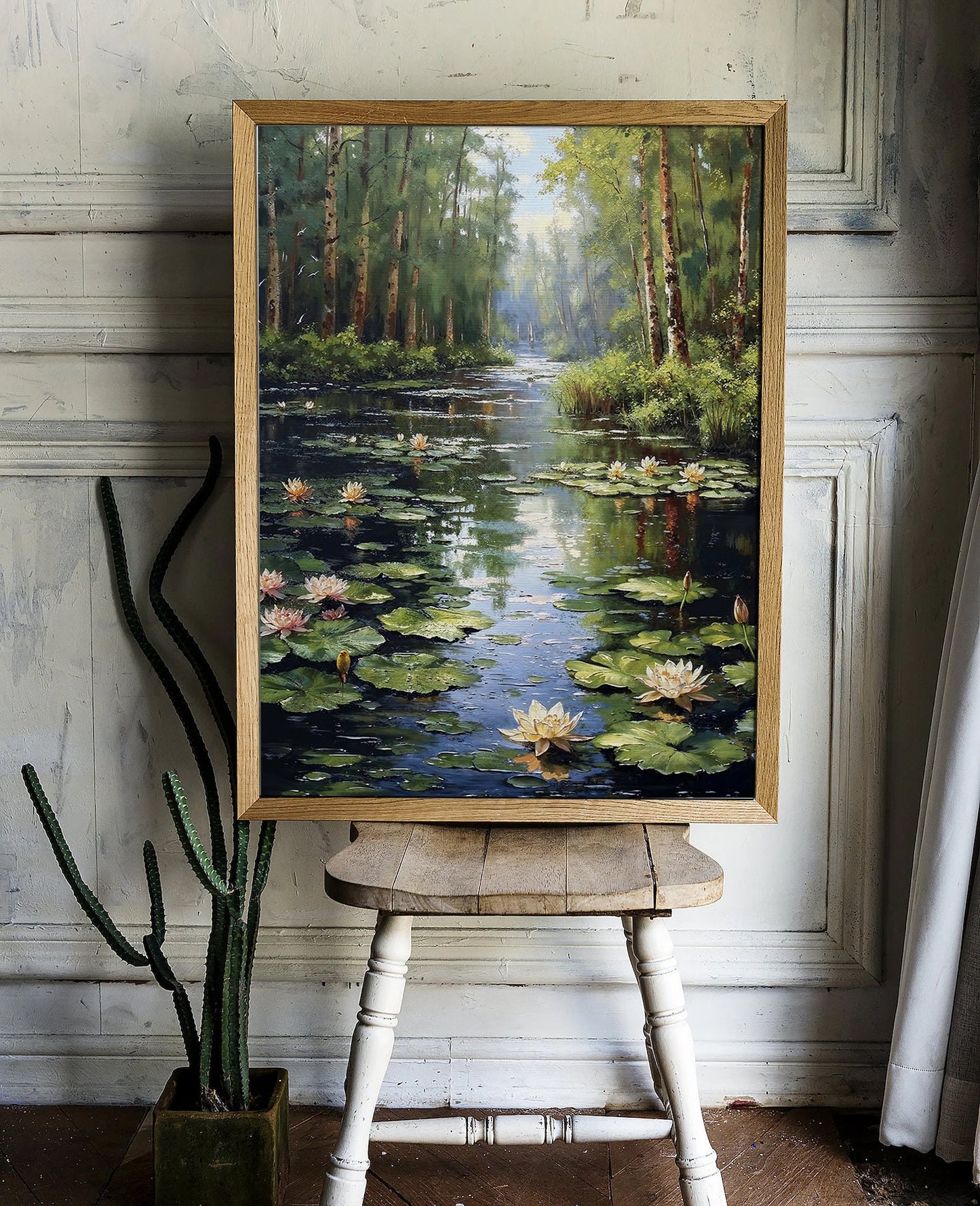 Tranquil Forest Pond with Water Lilies - Serene Nature Printable Art for Home Decor | Art Academi