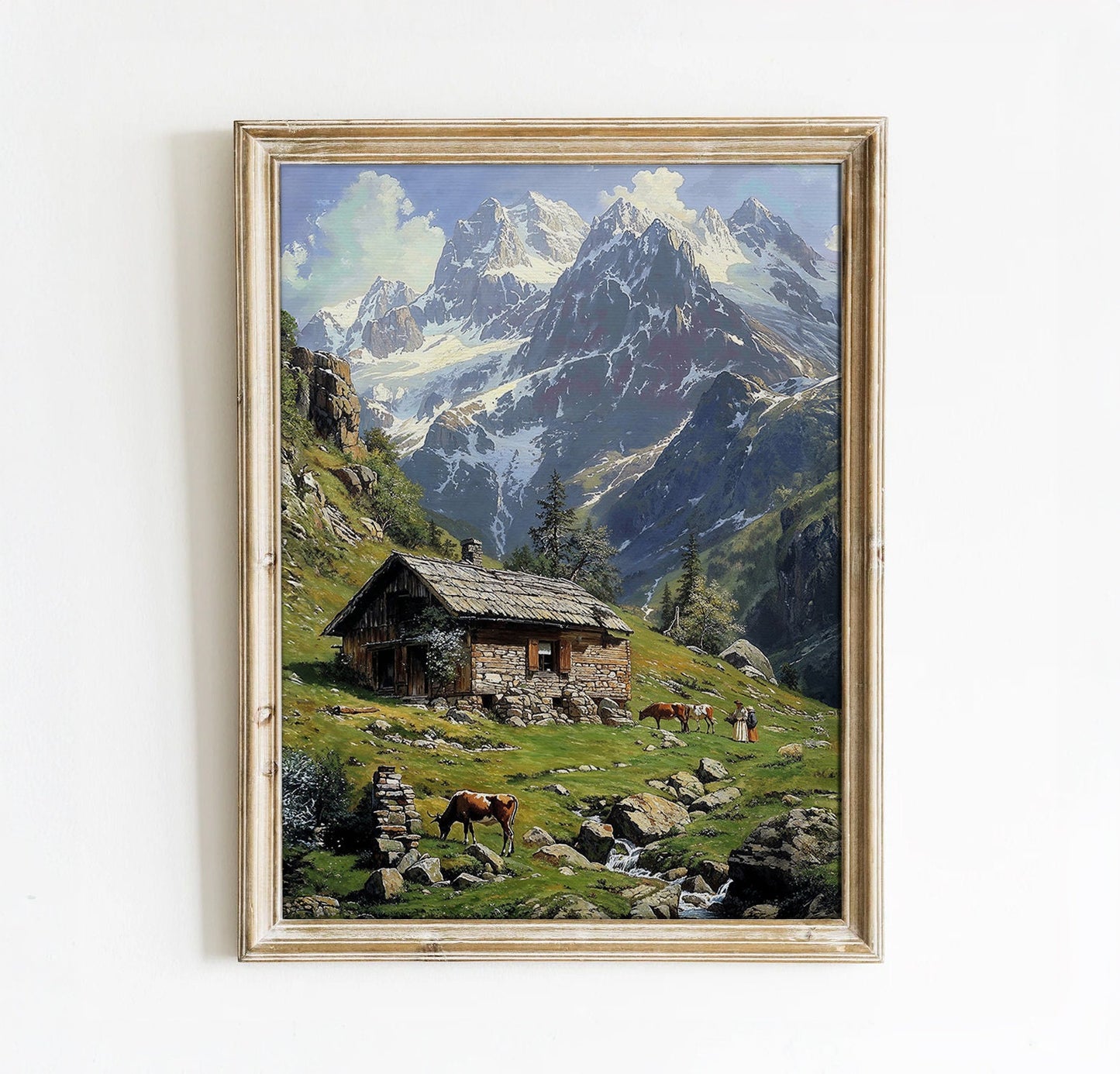 Alpine Cabin in Majestic Mountains - Tranquil Printable Art for Home Decor | Art Academi