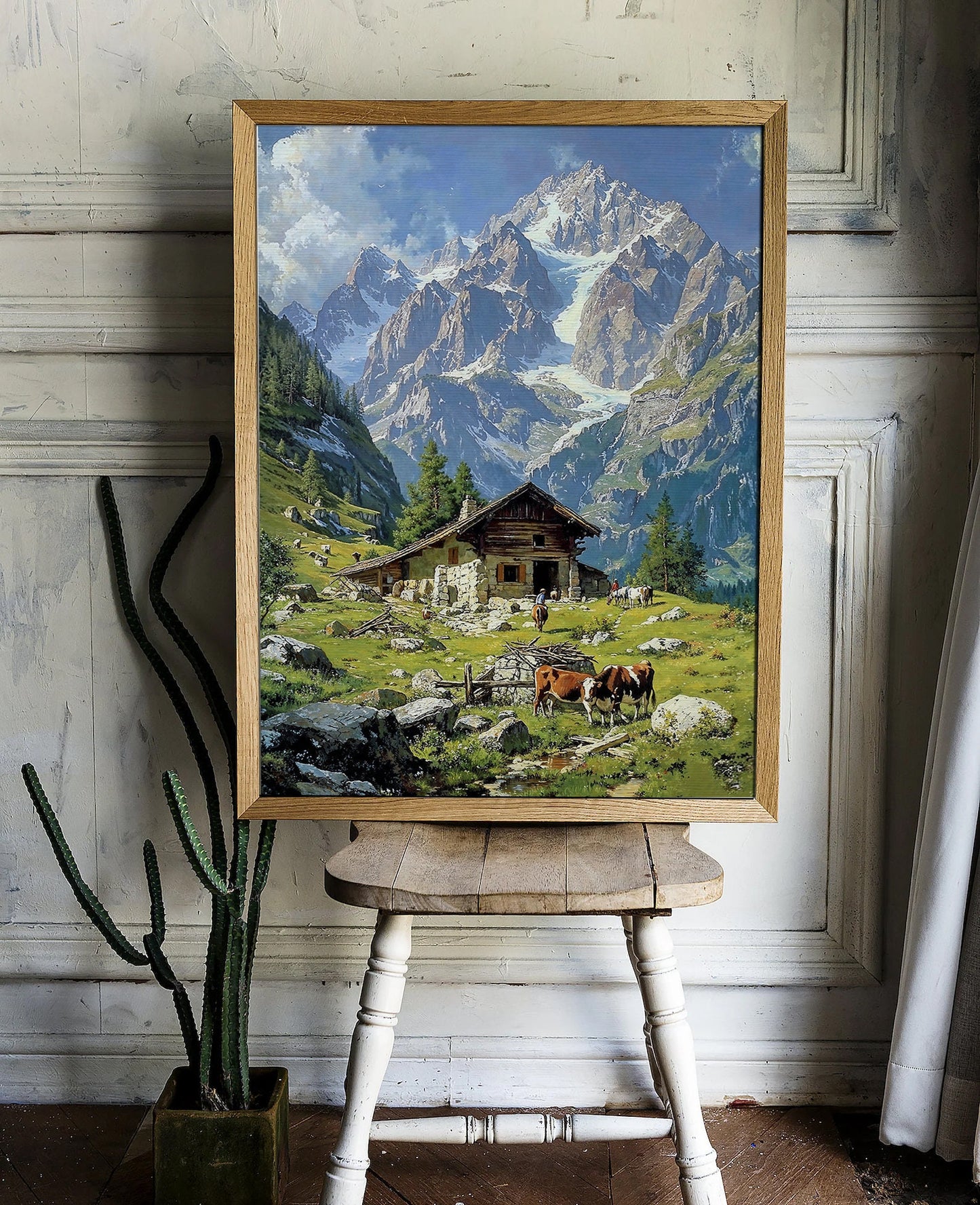 Rustic Cabin in Majestic Alpine Setting - Tranquil Printable Art for Home Decor | Art Academi