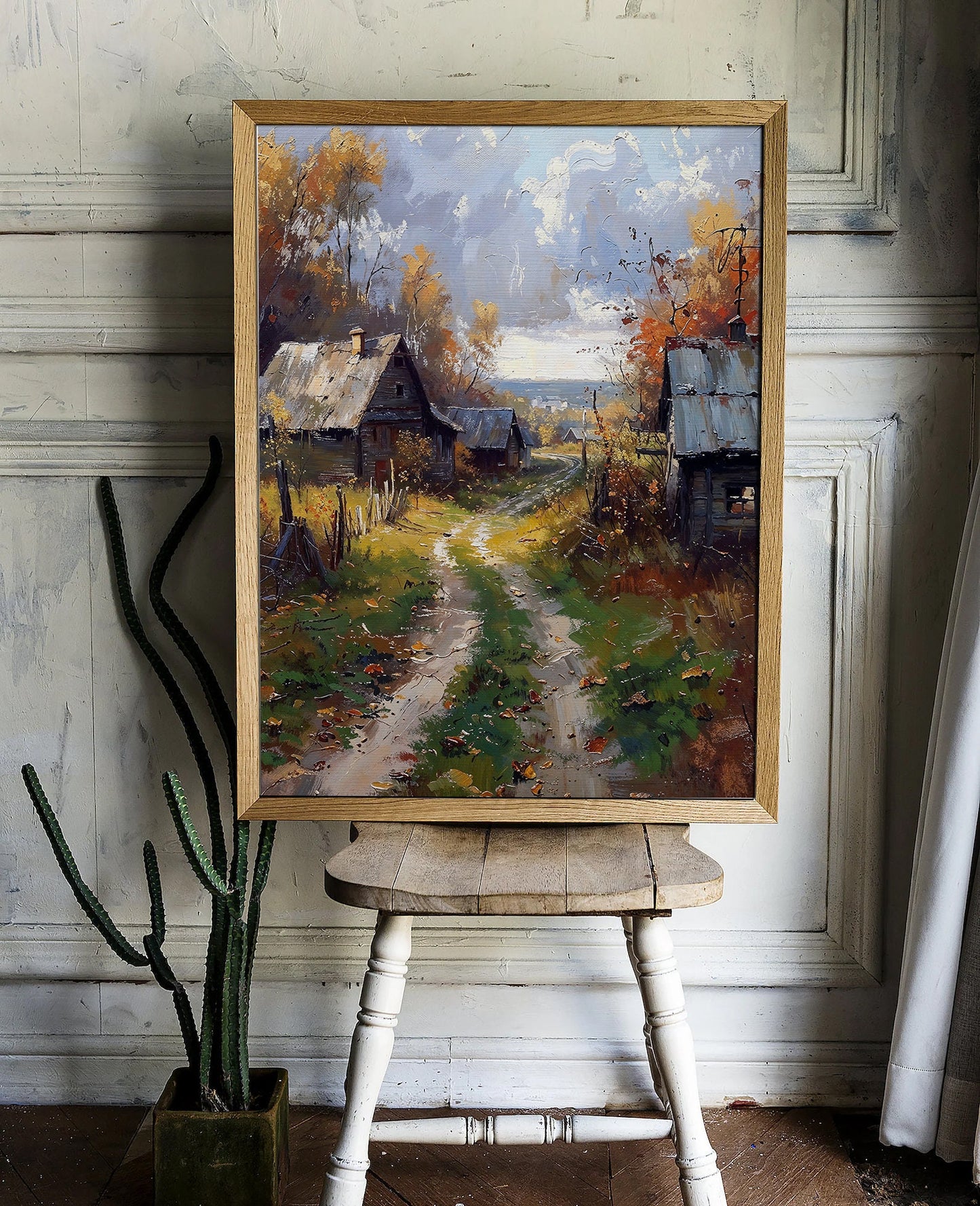 Charming Rural Pathway with Rustic Homes - Countryside Printable Art for Home Decor | Art Academi