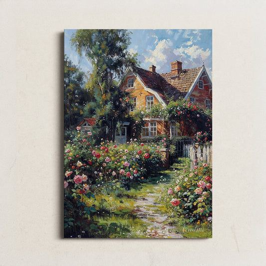 Charming Cottage with Rose Garden - Printable Art for Home Decor | Art Academi