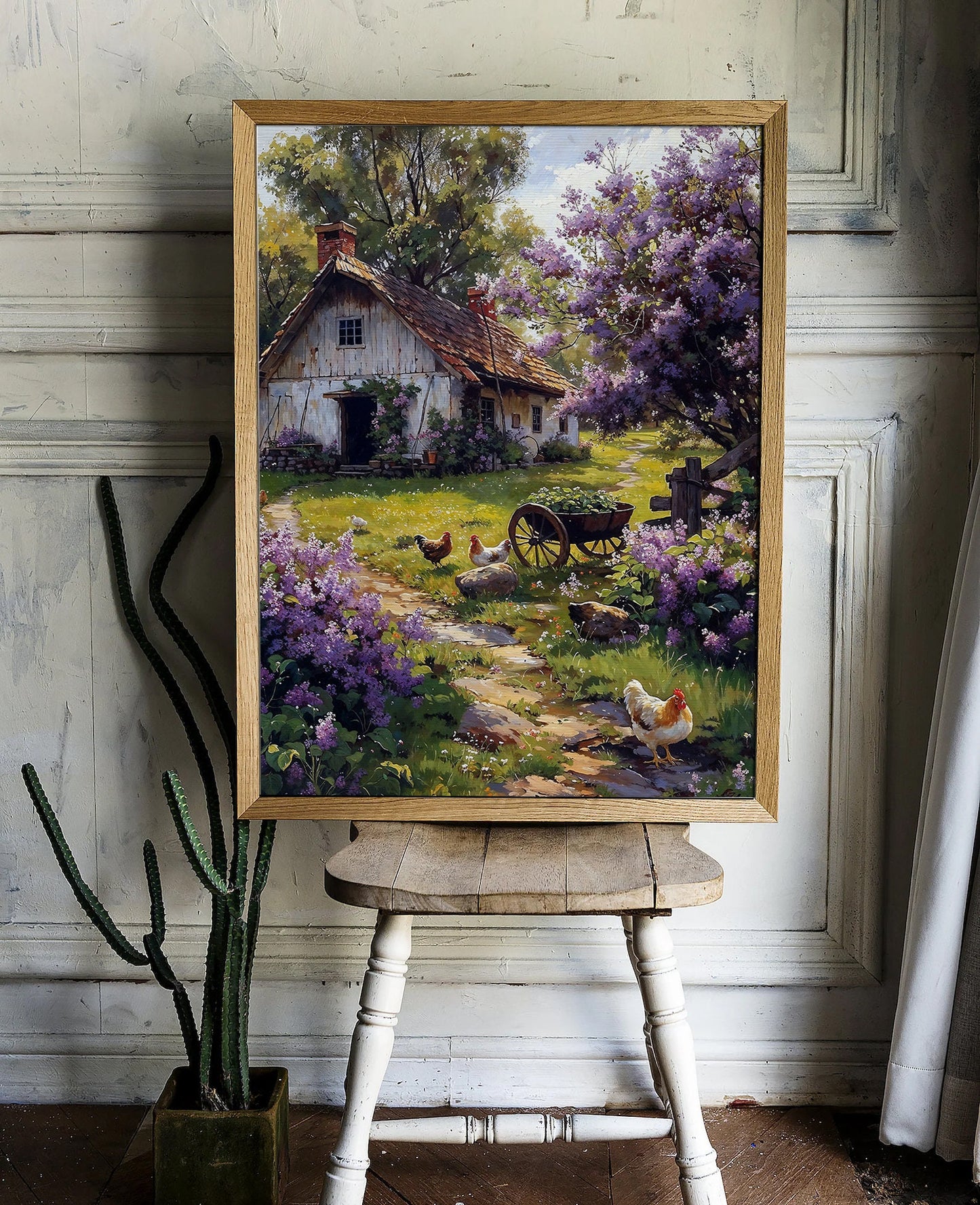 Village Landscape Wall art, Nature Inspired Printable Art, 300 dpi High-resolution Wall Art for Instant Download, Vertical Digital Art