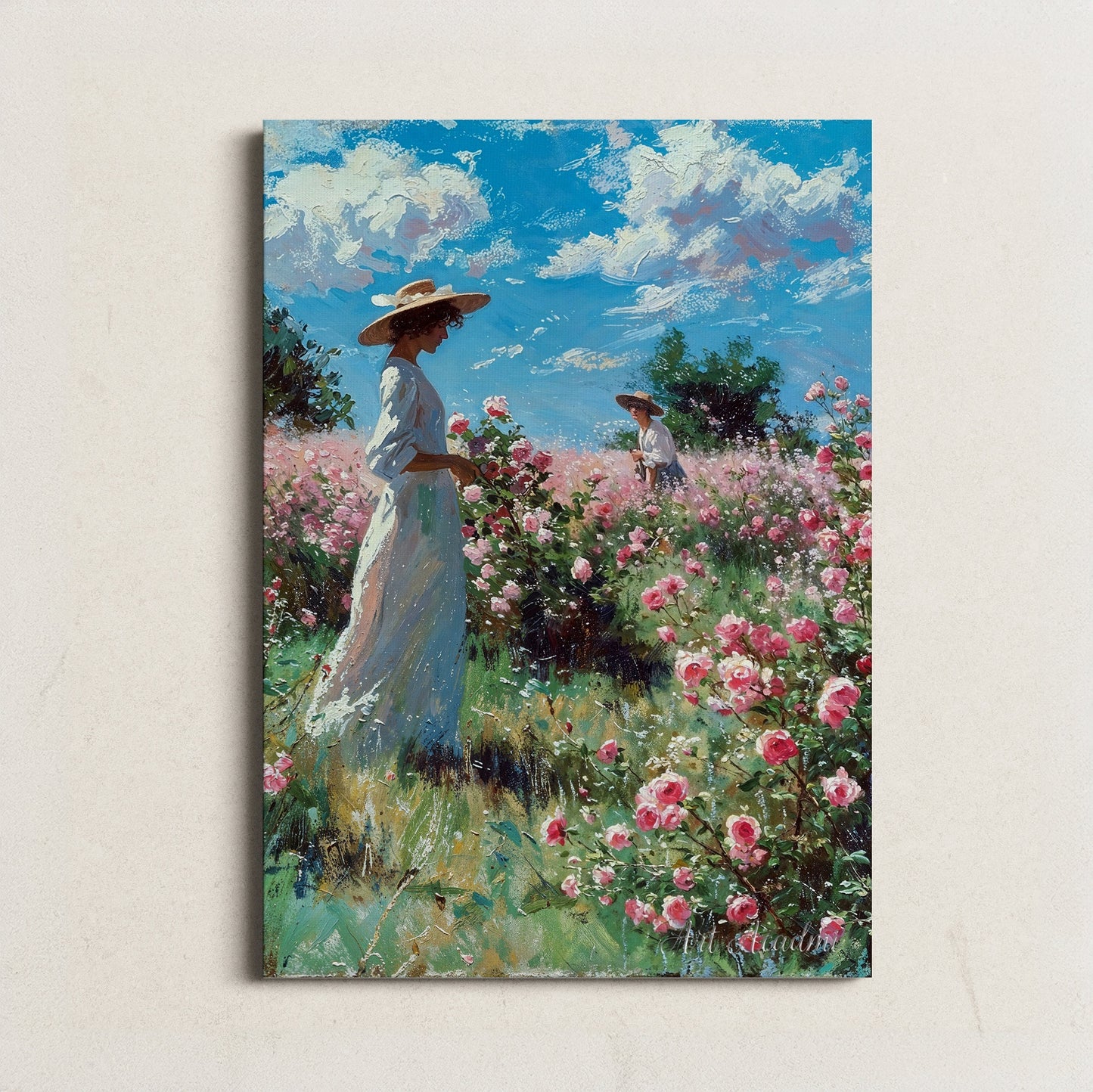 Women in Rose Garden - Serene Floral Printable Art for Home Decor | Art Academi