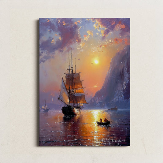 Sunset Sail with Majestic Ship - Nautical Printable Art for Home Decor | Art Academi