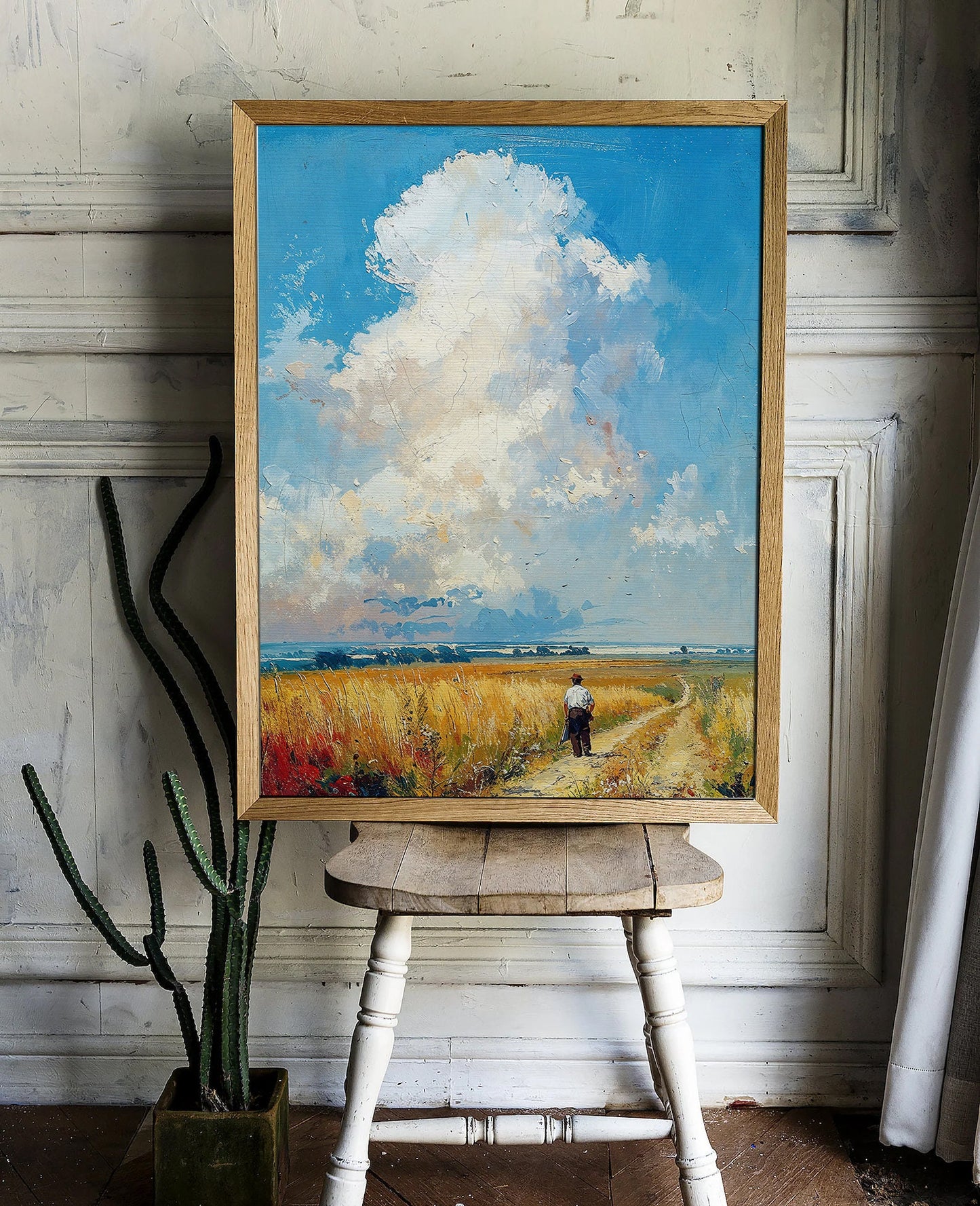 Wanderer in the Golden Fields - Serene Countryside Printable Art for Home Decor | Art Academi