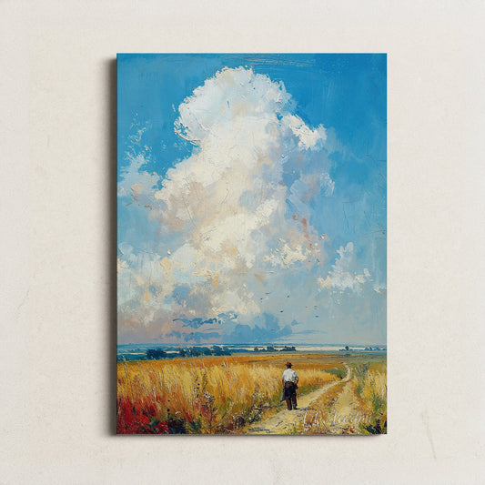 Wanderer in the Golden Fields - Serene Countryside Printable Art for Home Decor | Art Academi