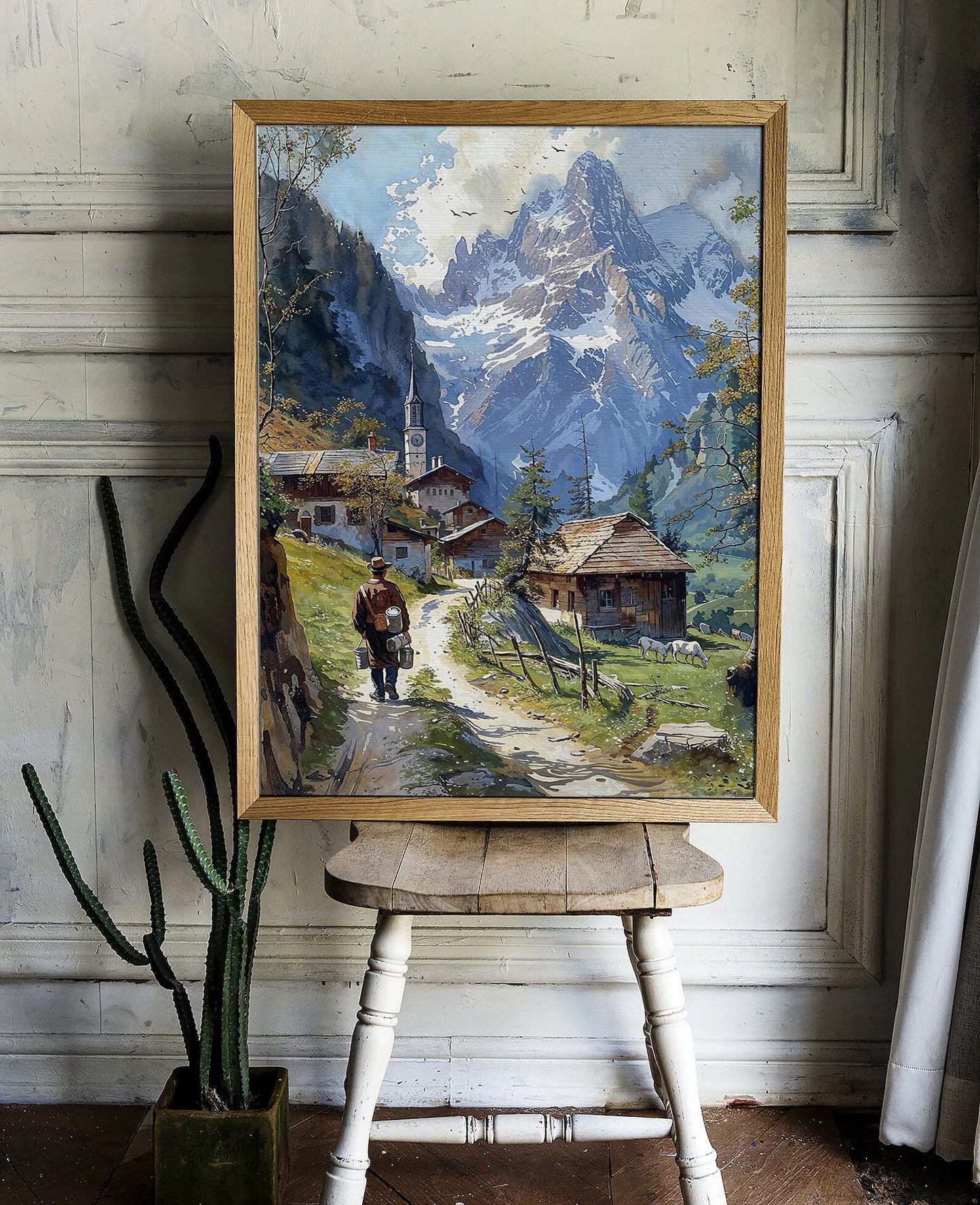 Printable Downloadable Digital Wall Art of a Village in Alps | Digital Instant Download | High Quality (300 dpi) | Mountain Wall Art