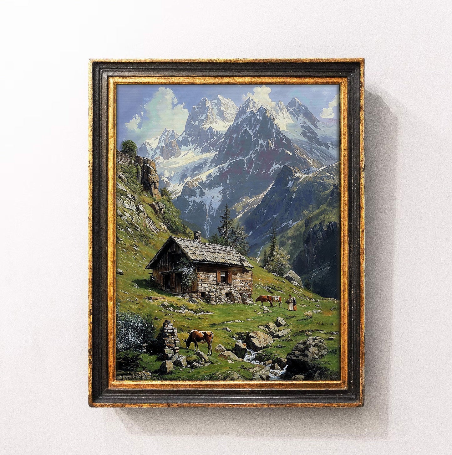 Alpine Cabin in Majestic Mountains - Tranquil Printable Art for Home Decor | Art Academi