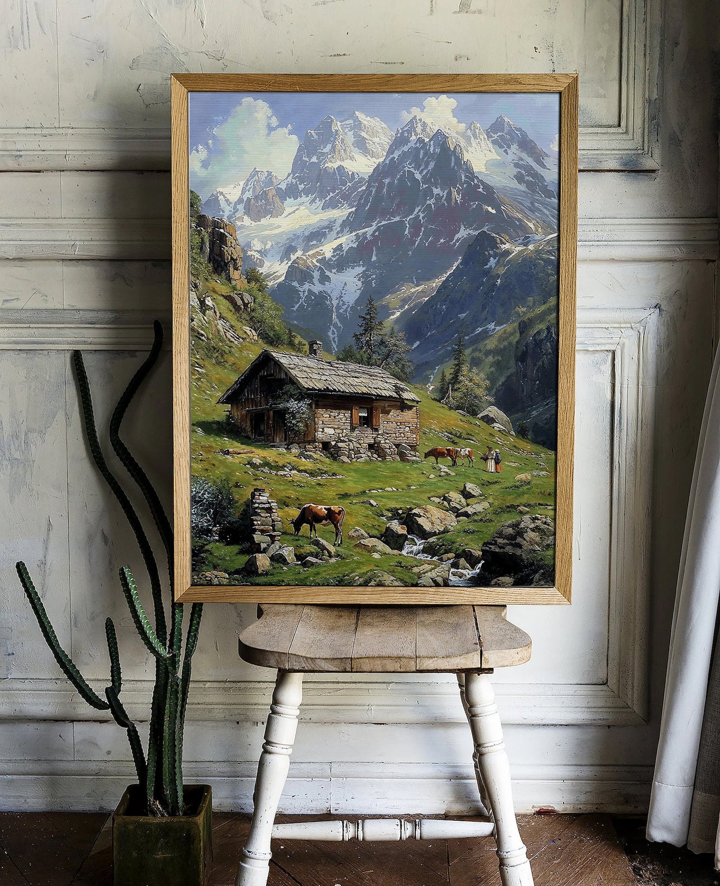 Alpine Cabin in Majestic Mountains - Tranquil Printable Art for Home Decor | Art Academi