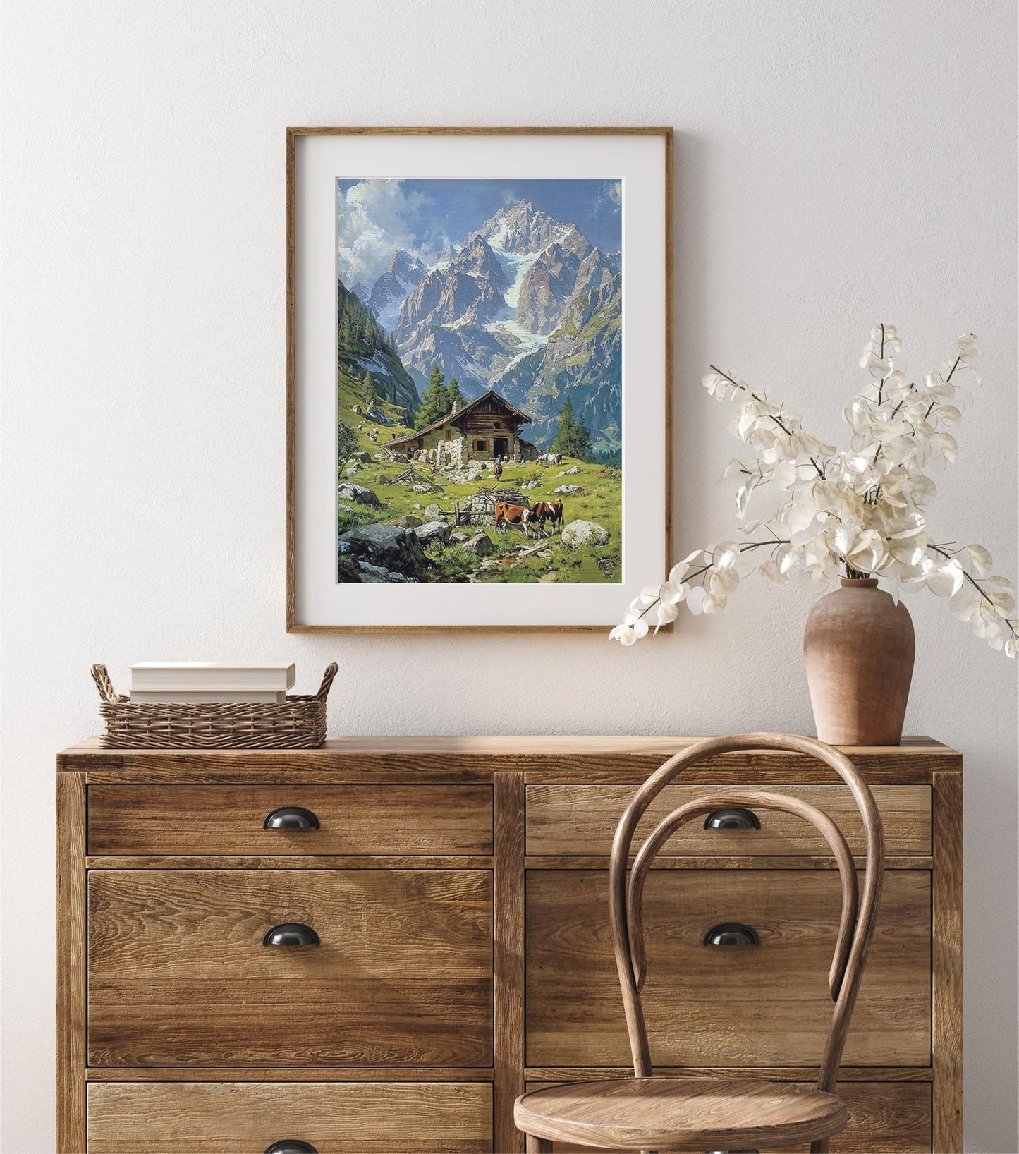 Rustic Cabin in Majestic Alpine Setting - Tranquil Printable Art for Home Decor | Art Academi