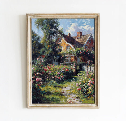 Charming Cottage with Rose Garden - Printable Art for Home Decor | Art Academi