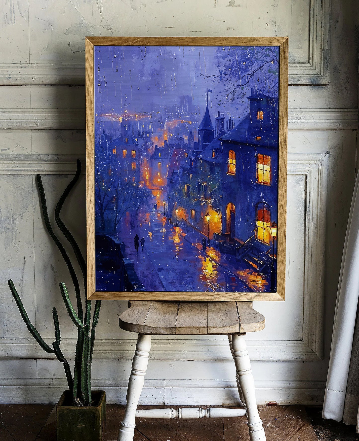 Rainy Night in the City - Illuminated Streets Printable Art for Home Decor | Art Academi