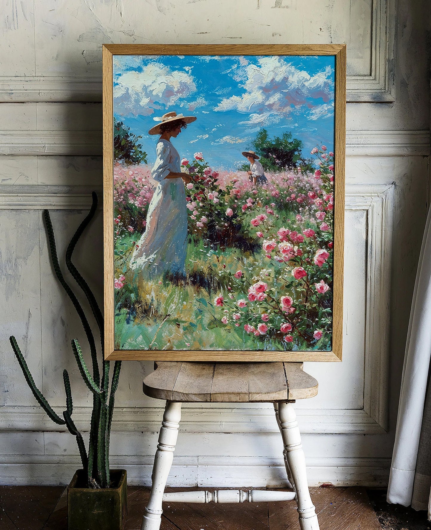 Women in Rose Garden - Serene Floral Printable Art for Home Decor | Art Academi