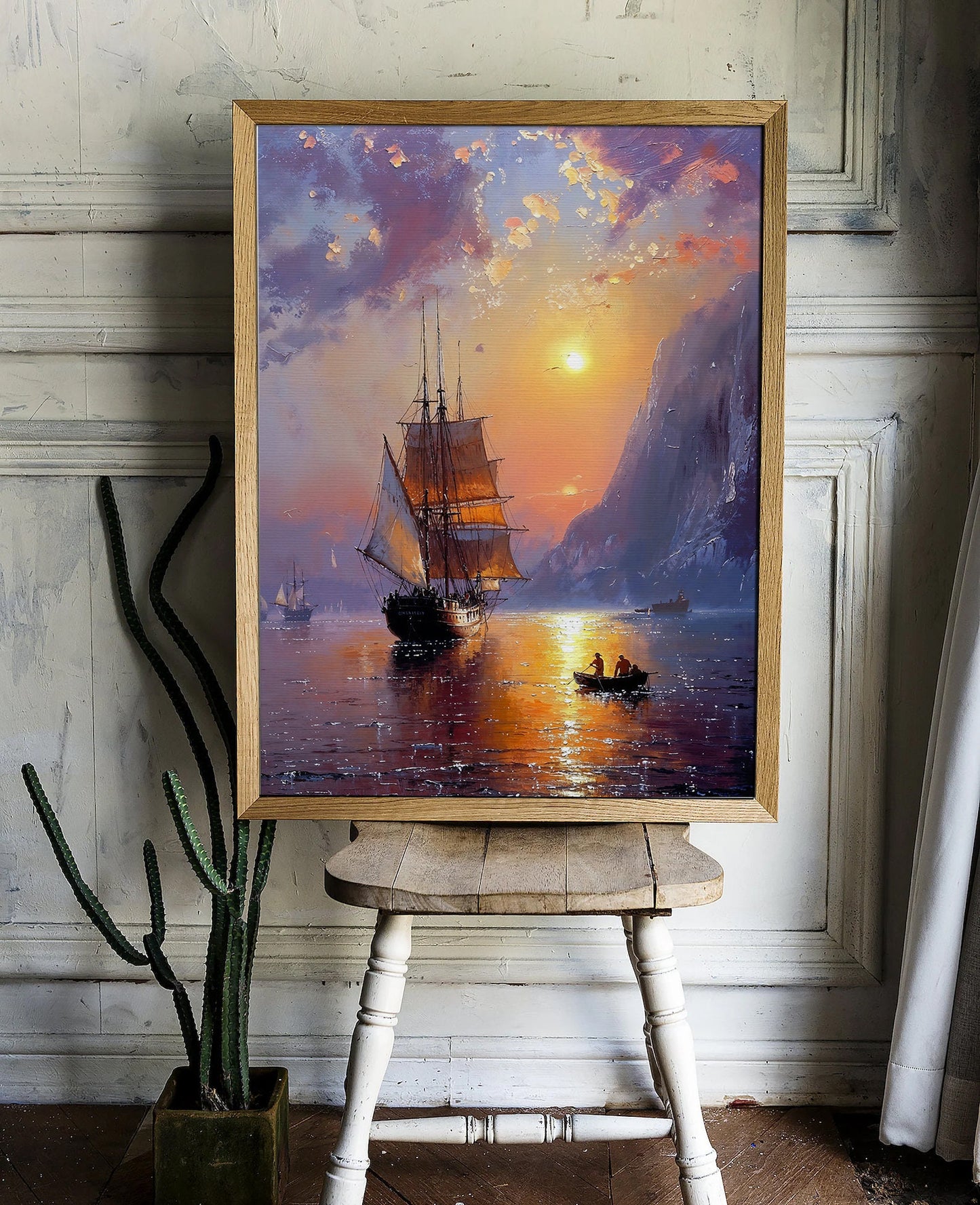 Sunset Sail with Majestic Ship - Nautical Printable Art for Home Decor | Art Academi