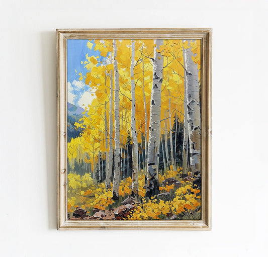 Golden Aspens in Autumn - Vibrant Forest Printable Art for Home Decor | Art Academi