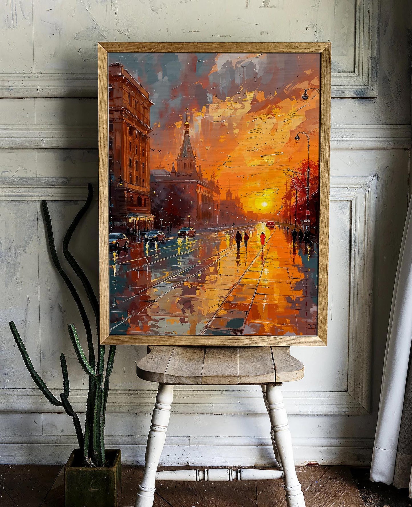 Golden City Sunset with Reflections - Urban Landscape Printable Art | Art Academi